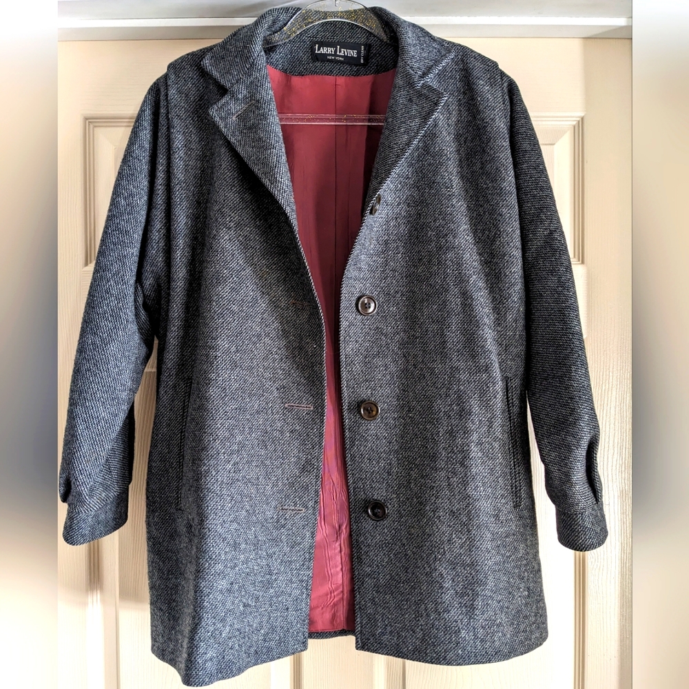 Larry Levine Gray Coat with Pink Lining